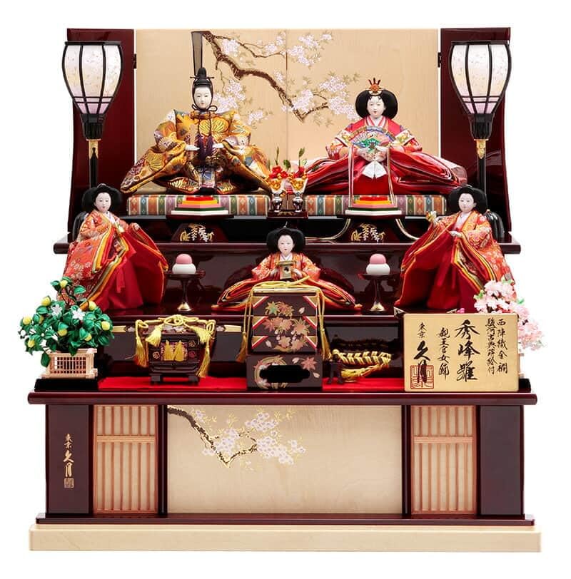 Amazon | 雛人形 久月 ひな人形 三段飾り 五人飾り 銘木シリーズ 栃