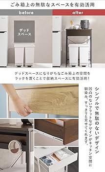 Amazon.co.jp: 萩原 レンジラック ゴミ箱上ラック 引き出し付 【耐荷重