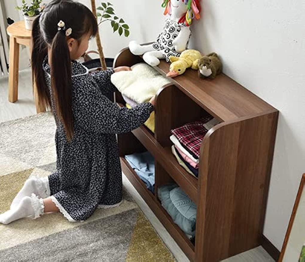 Amazon.co.jp: ウォールナット調 おもちゃ収納ラック 2段 幅76cm 大