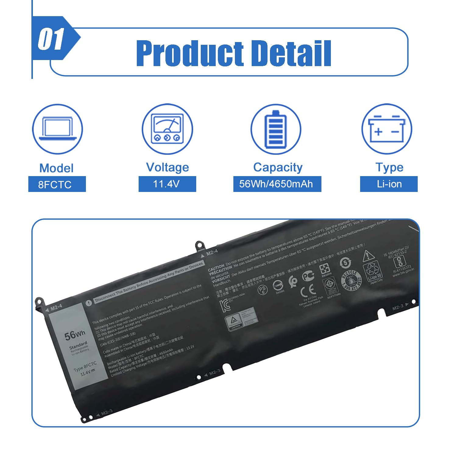 Amazon.com: Dentsing 56Wh 8FCTC Laptop Battery Compatible with