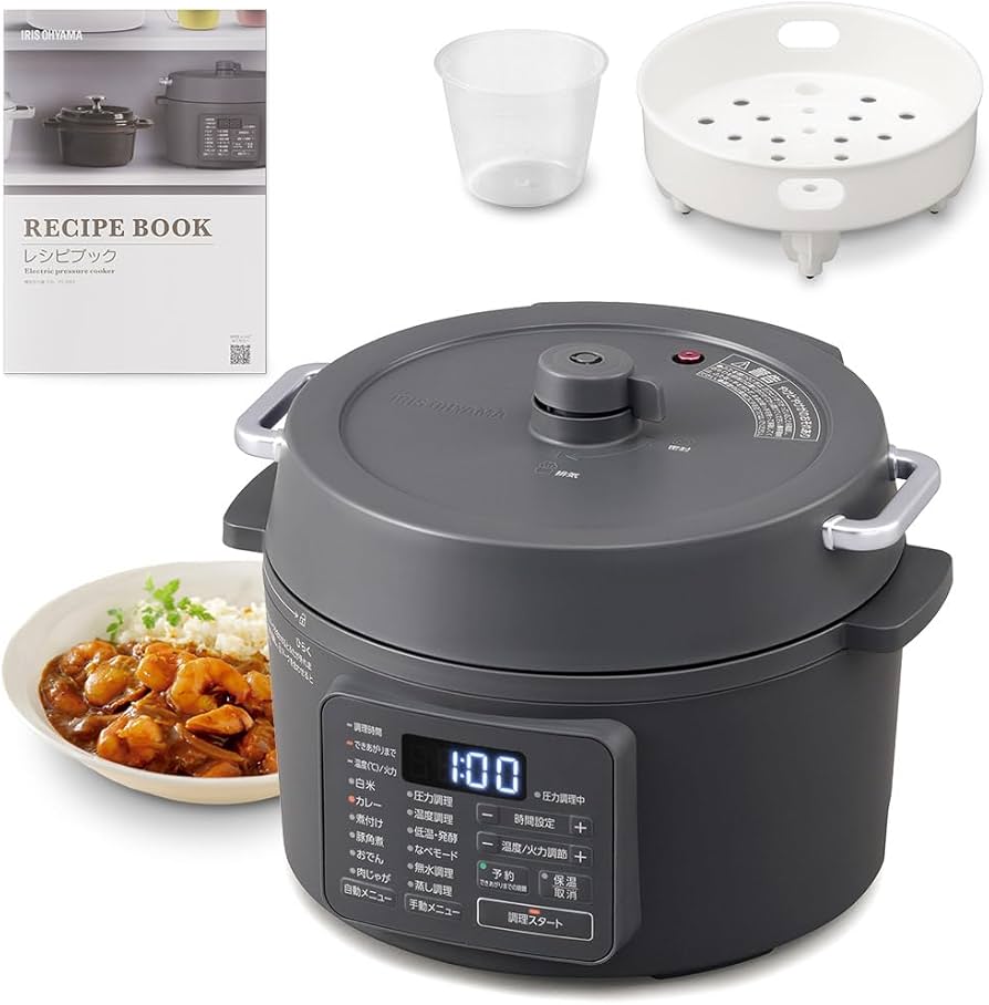 Amazon | アイリスオーヤマ 電気圧力鍋 グリル鍋 圧力鍋 2in1 3L 2~3人