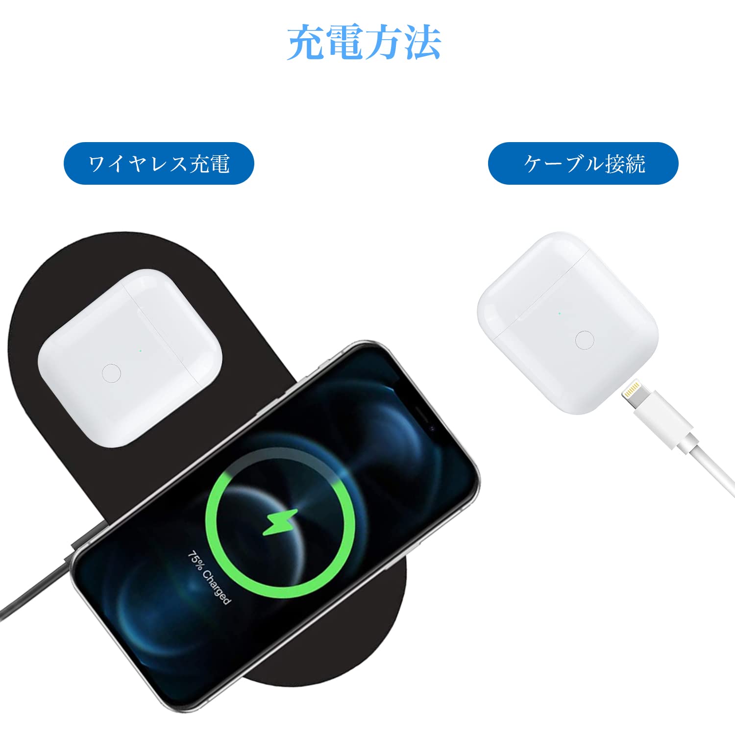 Amazon | PIAQEIOZ 充電ケース AirPods1&2との互換性あり AirPods用 大