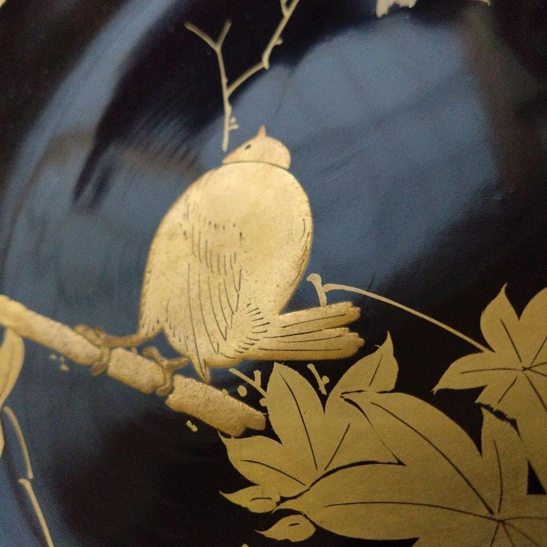 Amazon.co.jp: 漆器輪島塗 江戸期 金蒔絵 金縁 本漆塗 紅葉鳥紋様