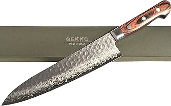 Amazon｜月光作 V金10号 槌目 ダマスカス 牛刀 包丁 210㎜ #1704 （箱