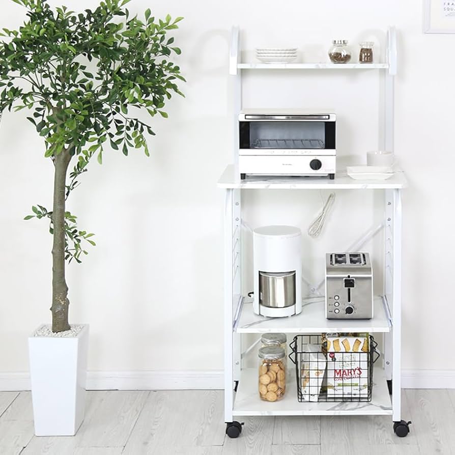 Amazon.co.jp: Bizdoris レンジ台 4段 スライド棚 幅60 キッチンラック