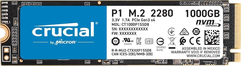 Amazon | Crucial SSD M.2 1000GB P1シリーズ Type2280 PCIe3.0x4 NVMe