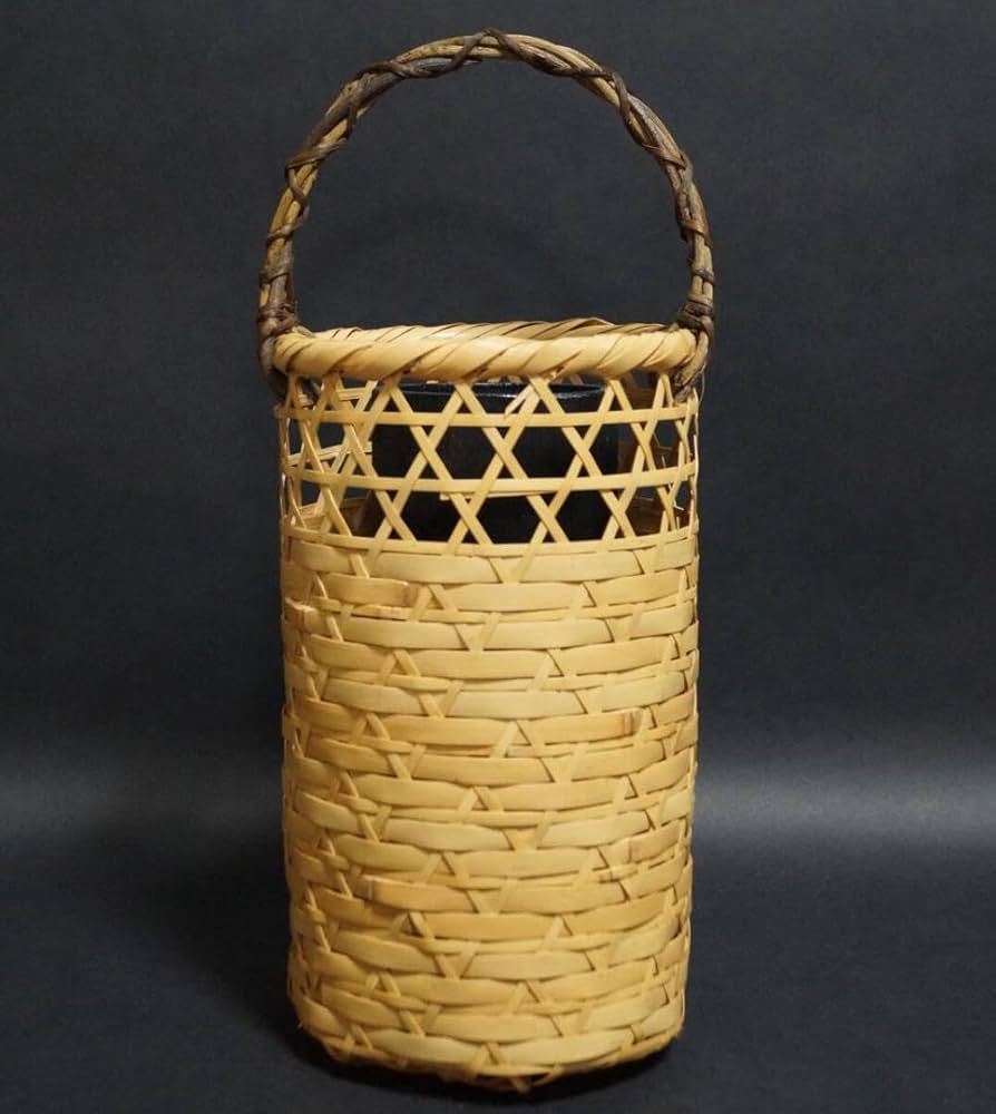 Amazon.co.jp: 竹製 有馬籠 六ツ目編 持手付 花入 花篭 花籠 竹篭 竹籠