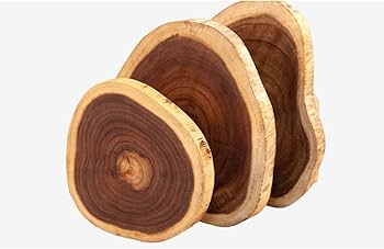 Amazon｜[GZGZ] チークウッドの輪切りステージトレイ 約22-27cm