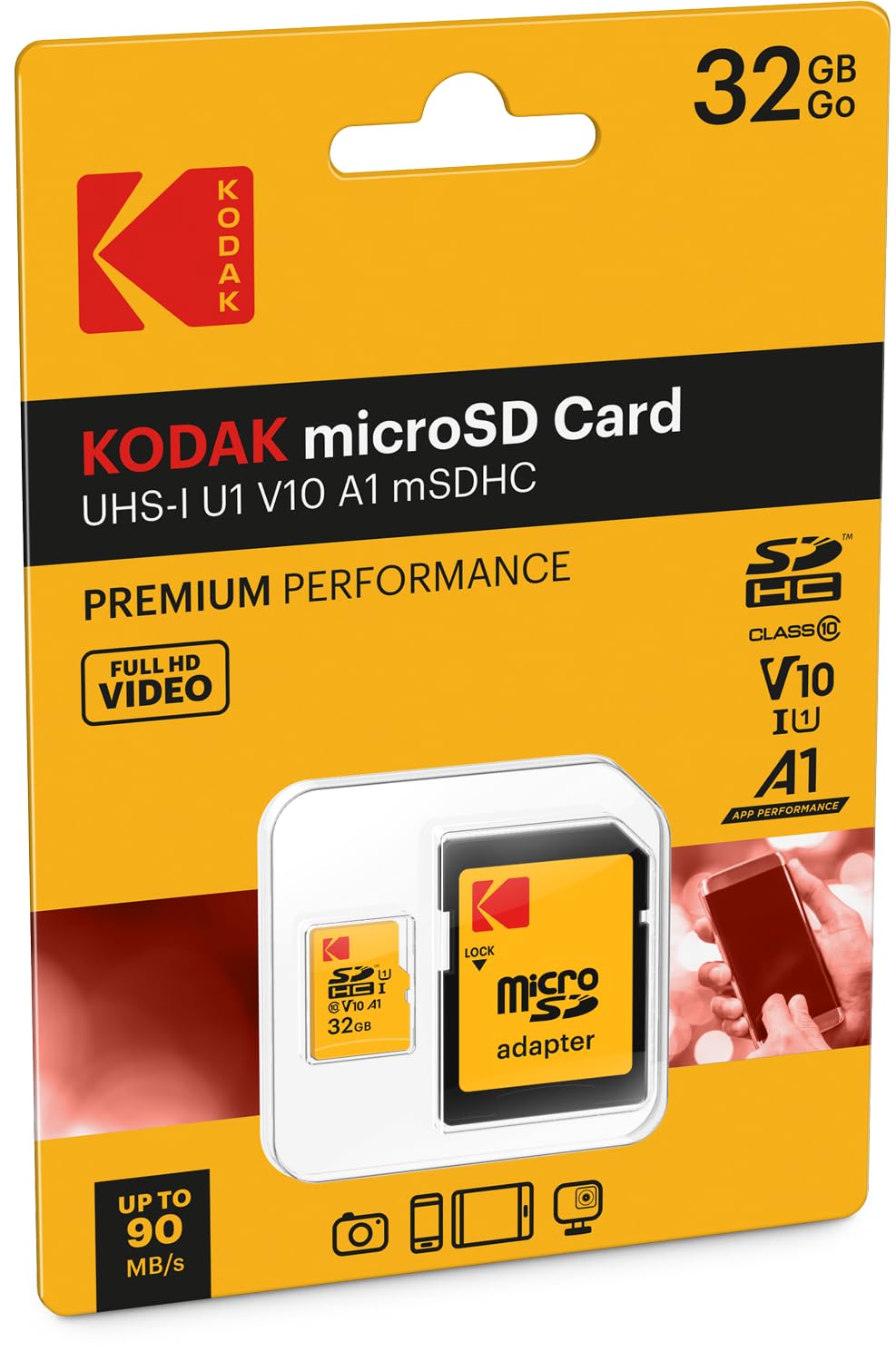 Amazon | Kodak 32GB クラス10 UHS-I U1 MicroSDHCカード アダプター