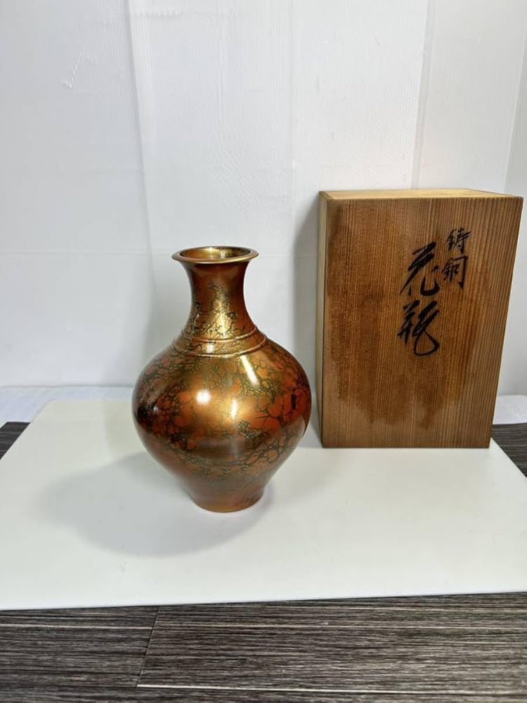 Amazon.co.jp: 保管品 高岡銅器 峰雲 芳峯 造 鋳銅 花瓶 NO.313