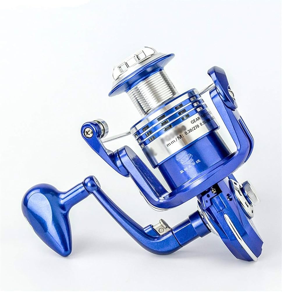 Amazon | 青い釣り用リール、4.9：1のギア比、頑丈で軽量なメタル