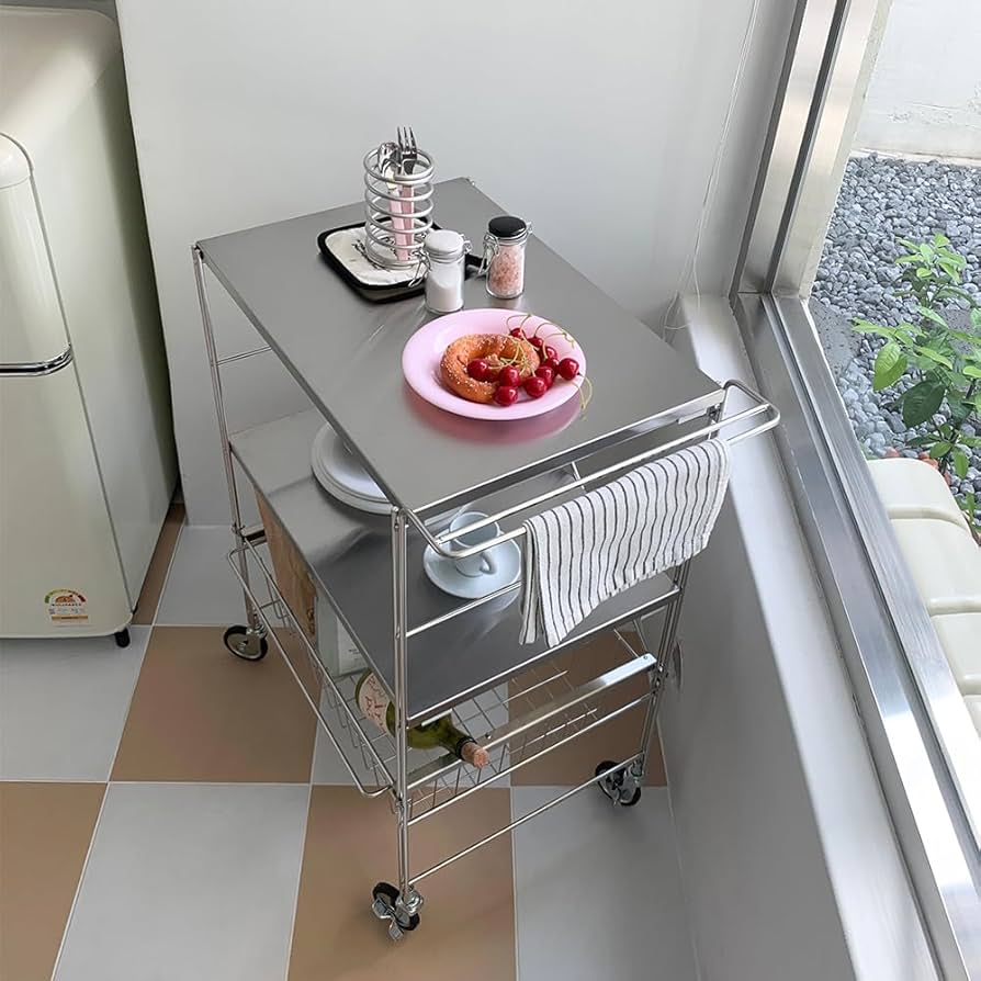 Amazon.co.jp: O'gre オグレ フラットステンレス3段トロリー 韓国