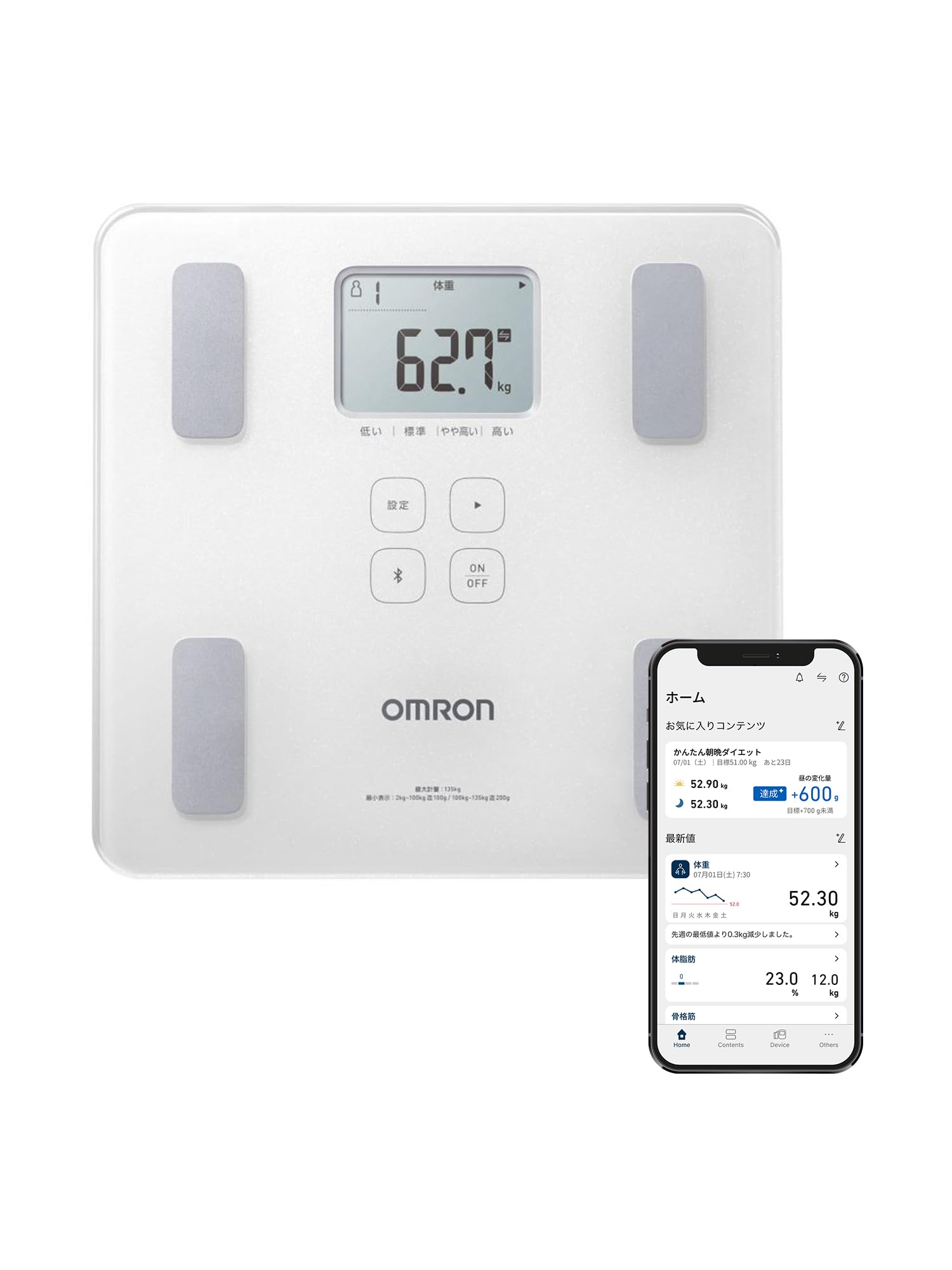 Amazon | オムロン 体重 体組成計 HBF-230T-SW スマホ連動 体脂肪率