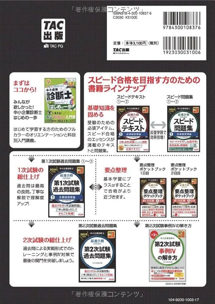 中小企業診断士 最短合格のための 第2次試験過去問題集 2024年度 [過去