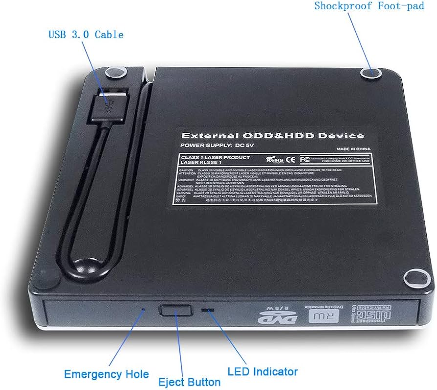 Amazon.co.jp: ポータブルUSB 3.0外付けDVD CD光学式ドライブ8X DL