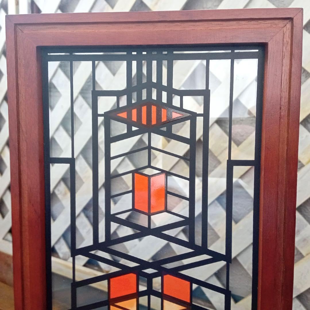 フランク・ロイド・ライト財団認定 ステンドグラス 銘板入り純正