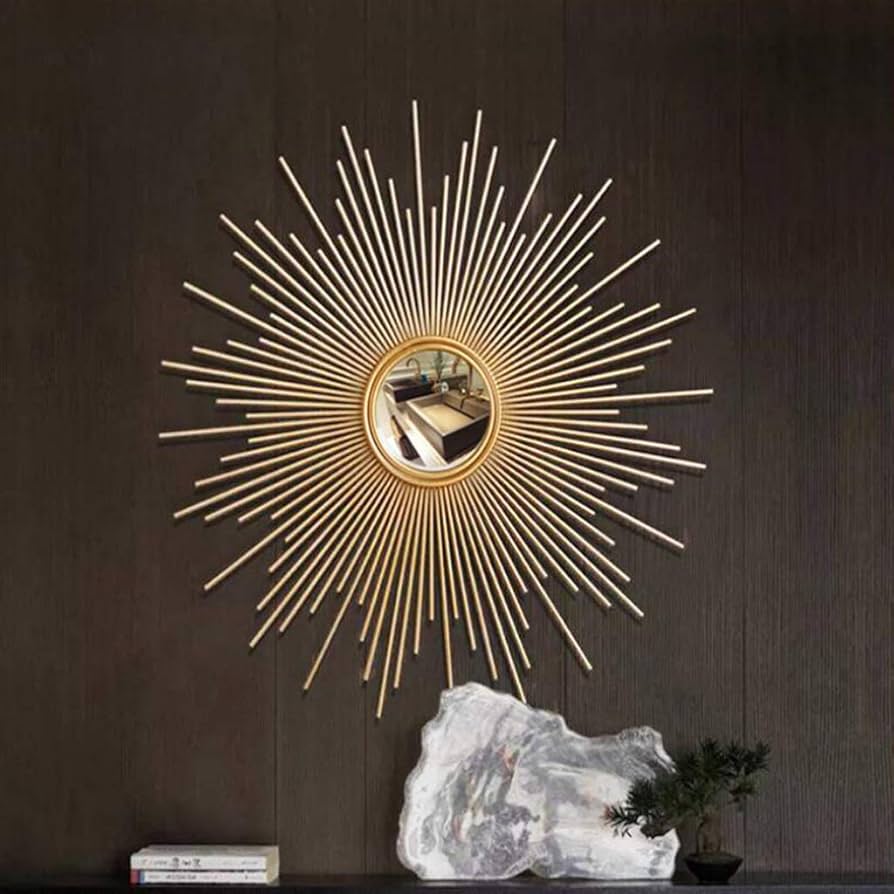 Amazon.co.jp: サンバースト形状の装飾的な壁掛けミラー、ブラッシュド