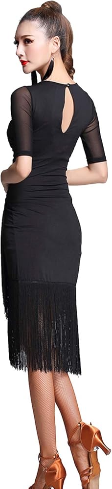 Amazon.com: ZX Women's Ballroom Dance Costume V Neck Pleated Long