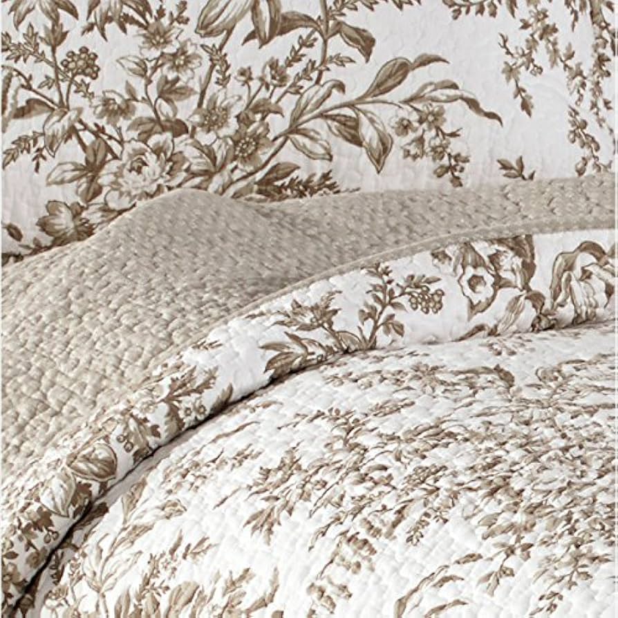 Amazon｜ローラアシュレイ ベッドカバー ベージュフラワー ベッド