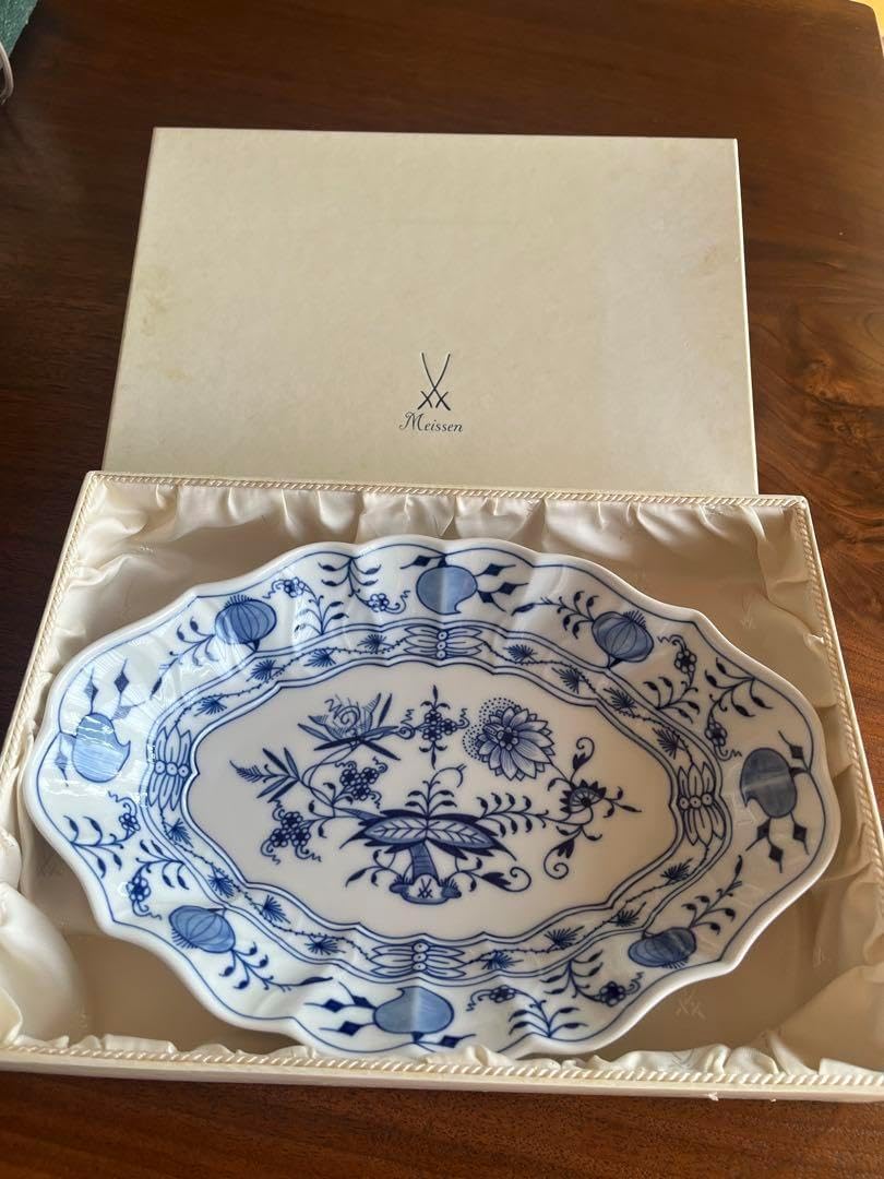 マイセン マイセン ブルーオニオン（金彩） リーフディッシュ（22cm