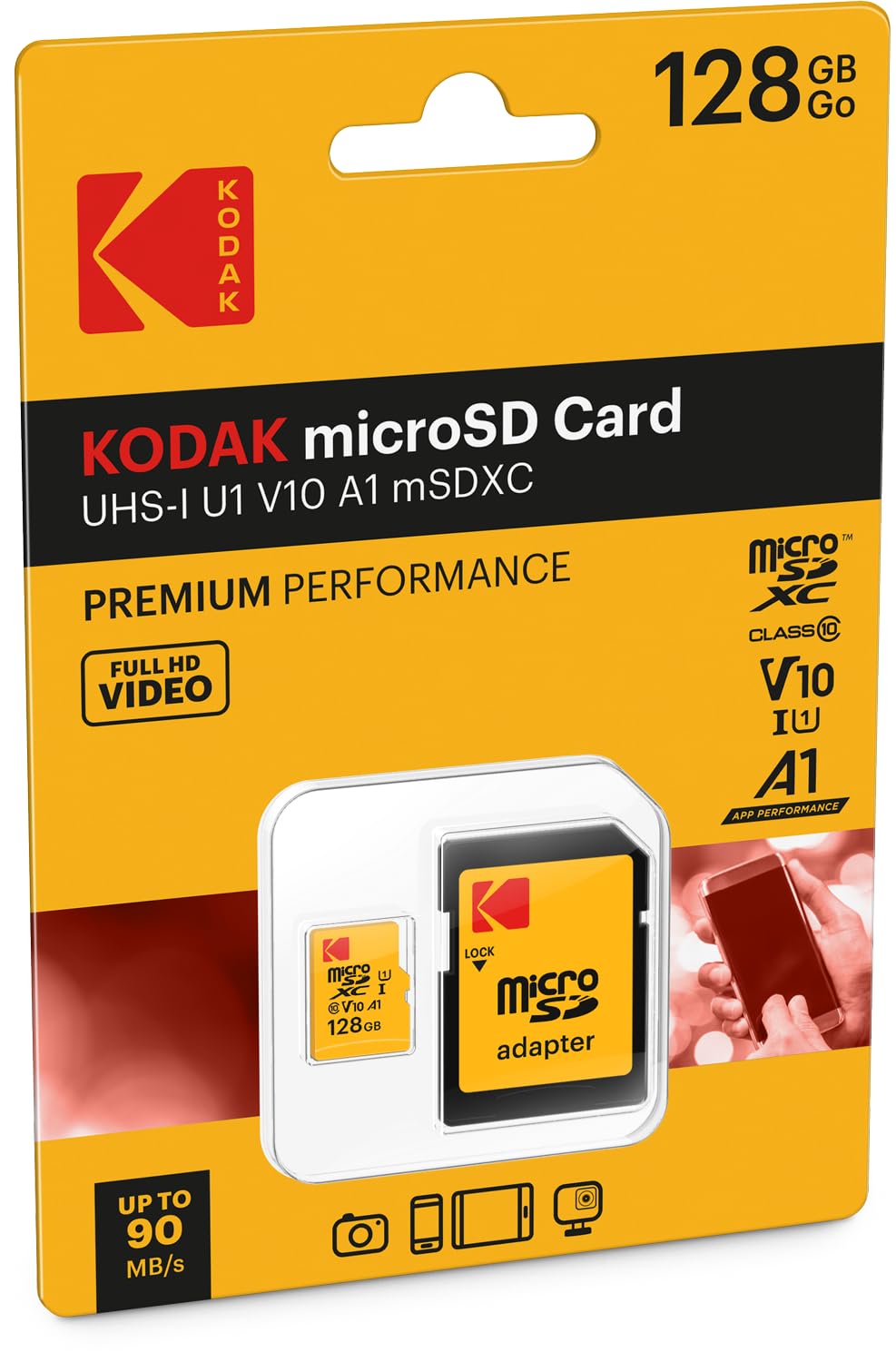 Amazon | KODAK 128GB クラス10 UHS-I U1 MicroSDXCカード アダプター