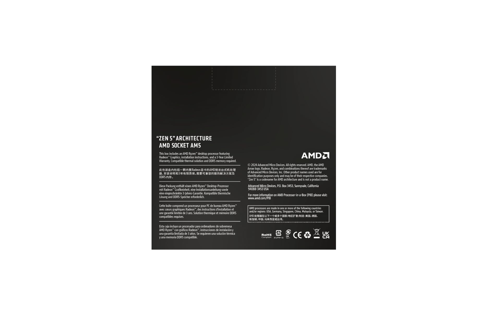 Amazon.co.jp: AMD Ryzen 9 9900X W/O Cooler WOF (12C/24T、4.4GHz