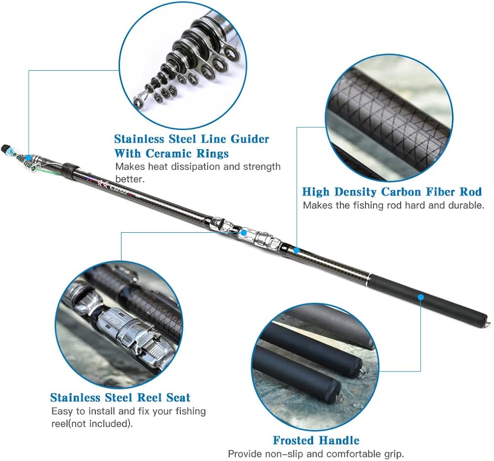 Amazon | Wuyuzi スピニングロッド,2.7m / 3.6m / 4.5m / 5.4m/6.3m