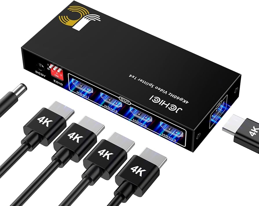 Amazon | 4画面同時出力「JCHICI」 HDMI分配器 4K@60Hz HDR&3Dビデオ