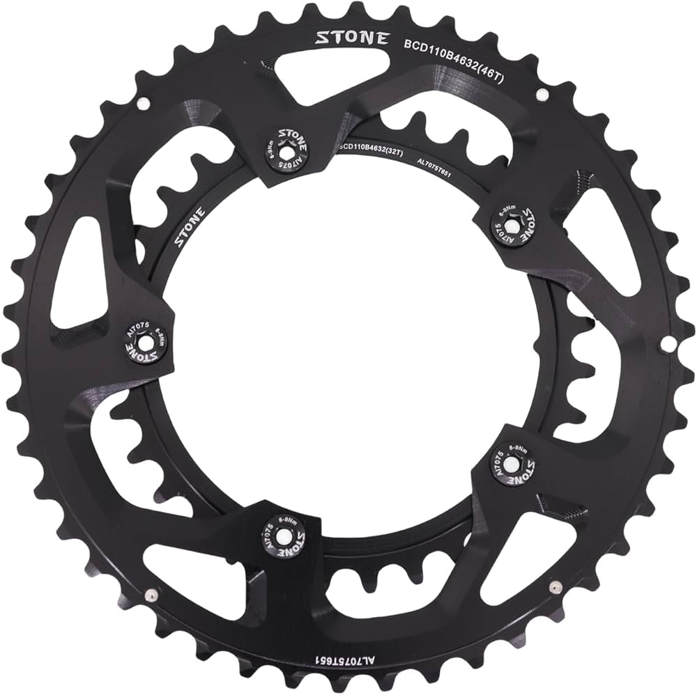Amazon | STONE バイクラウンドダブルチェーンリング 110bcd 2x 52