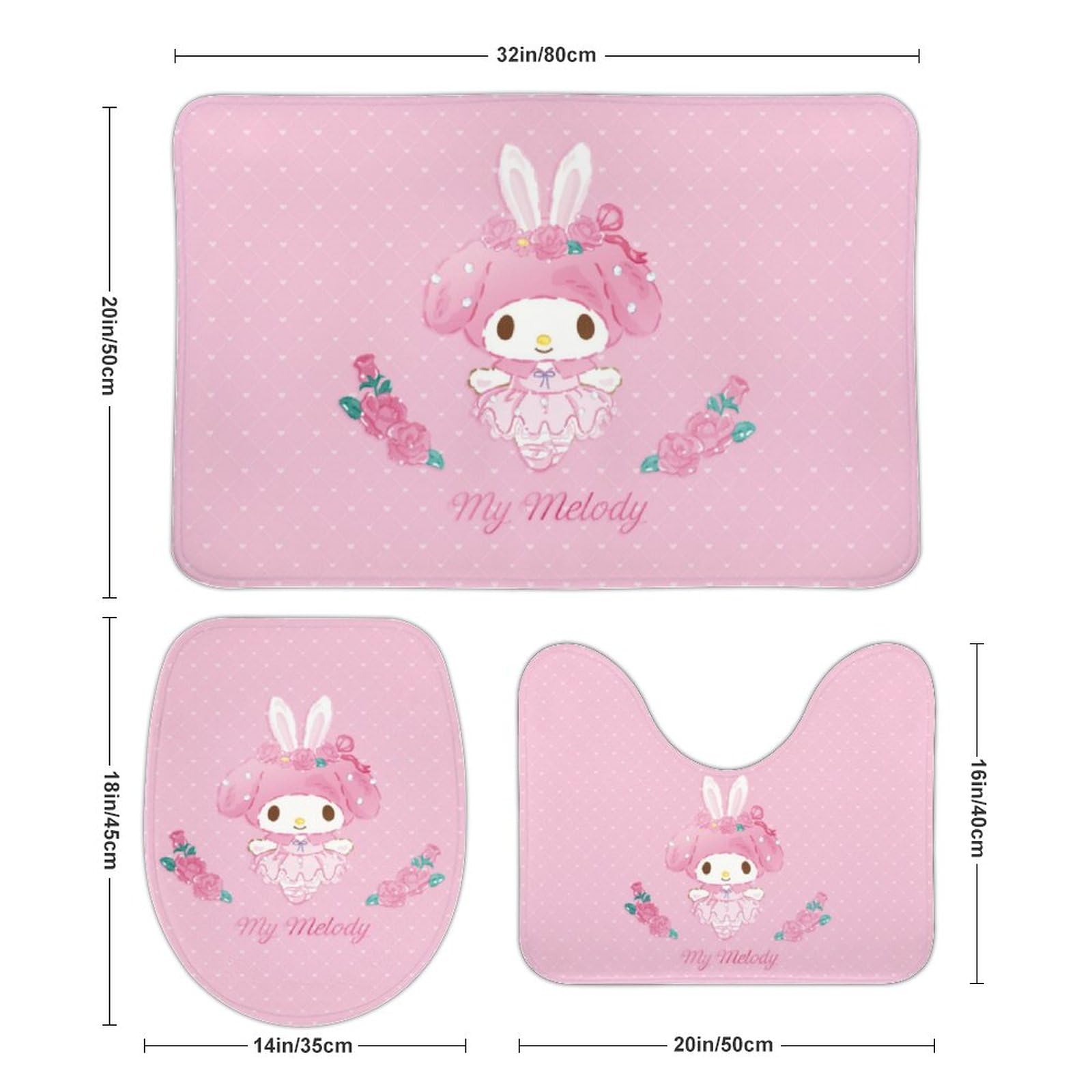 Amazon｜バスマット 3点セット かわいい マイメロ トイレマット