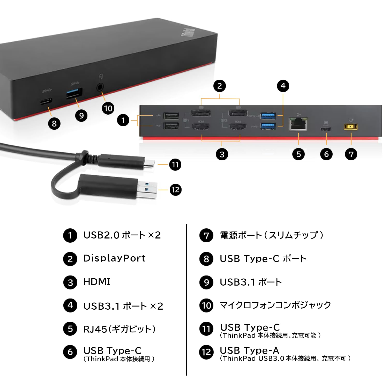 Amazon | 【純正品】 Lenovo ThinkPad ハイブリッド USB Type-C/USB