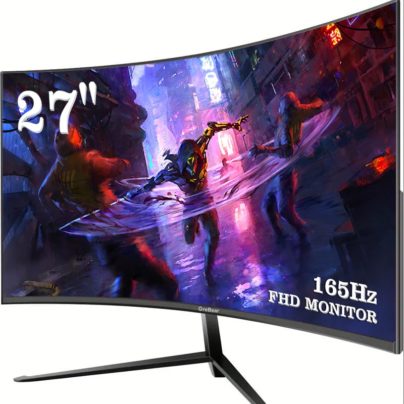 Amazon.co.jp: Grebear 湾曲ゲーミングモニター 165Hz 27インチ 曲面