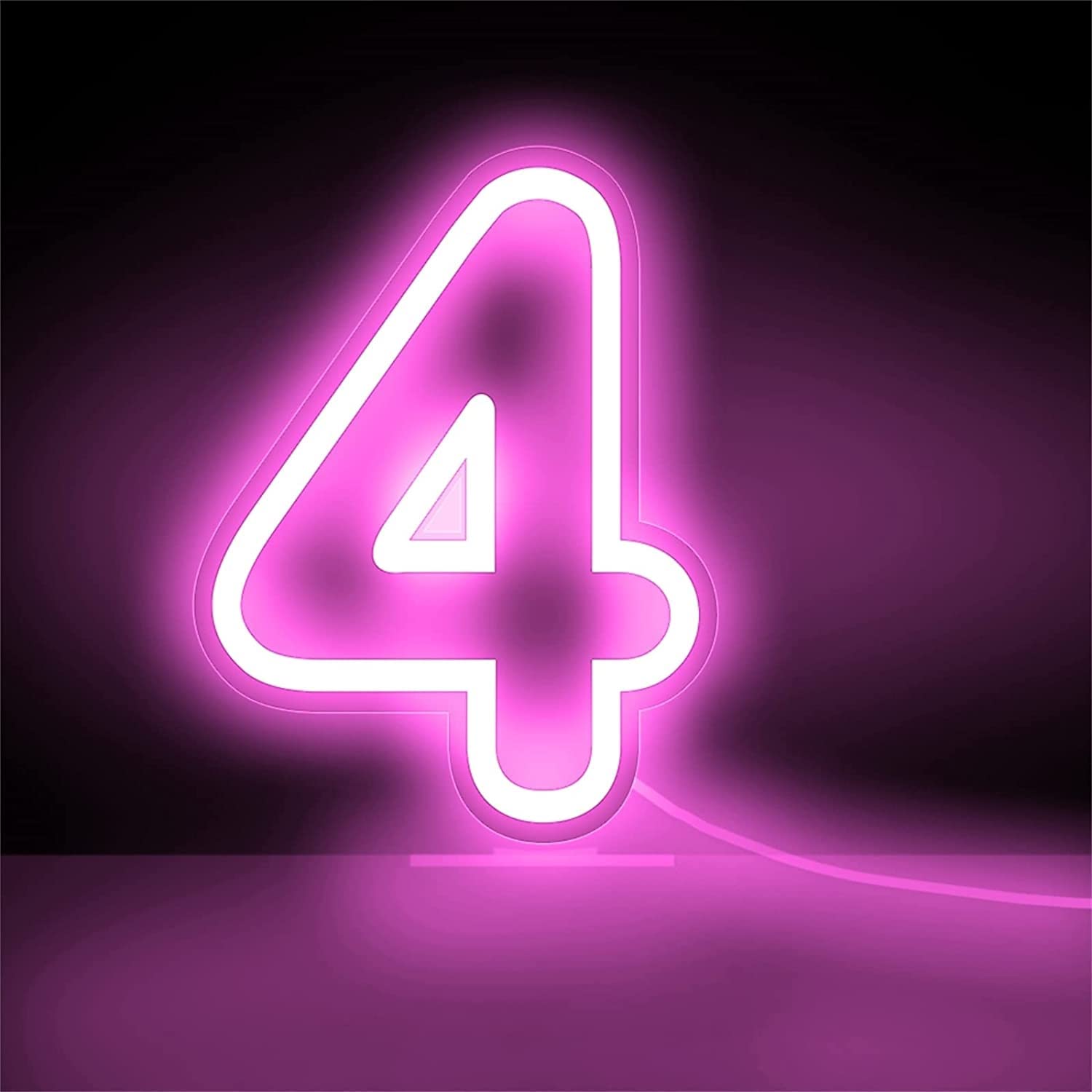 Amazon.co.jp: JSY ネオン ピンクの数字のテーブルのネオン サイン