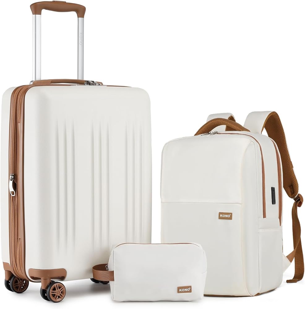 Amazon.com | Kono Luggage Sets 3 Piece Expandable Carry On Travel