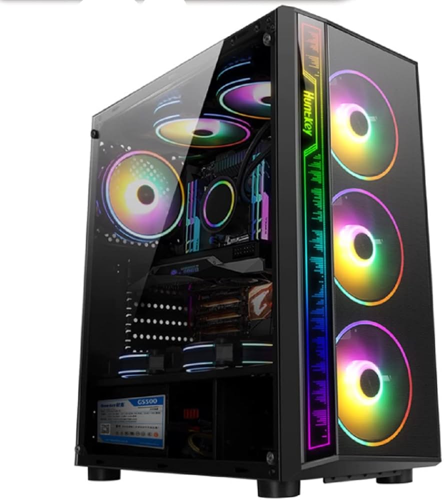 Amazon.co.jp: Huntkey 七色光る グラデーション 自作 pcケース ミドル