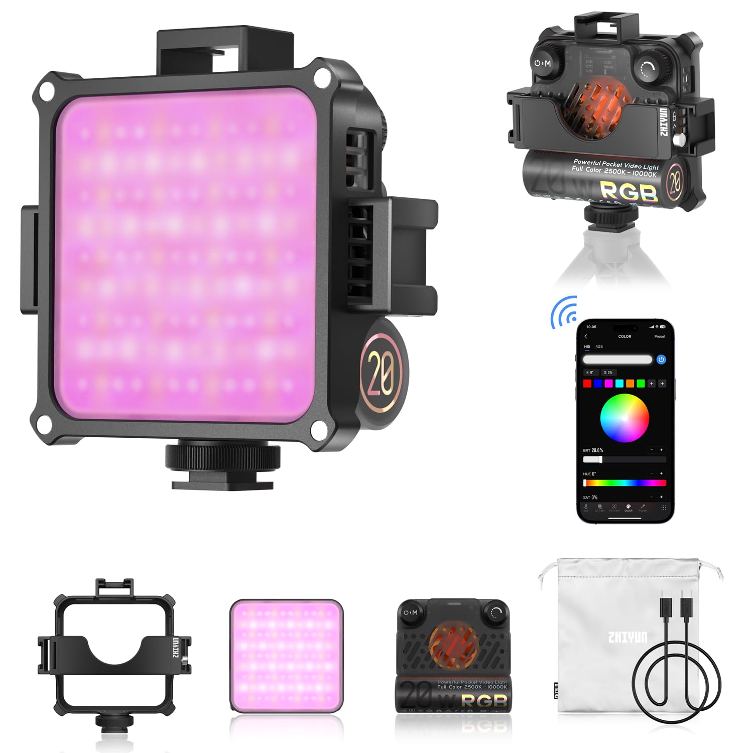 Amazon.com : ZHIYUN FIVERAY M20C RGB Video Light [Official], 20W