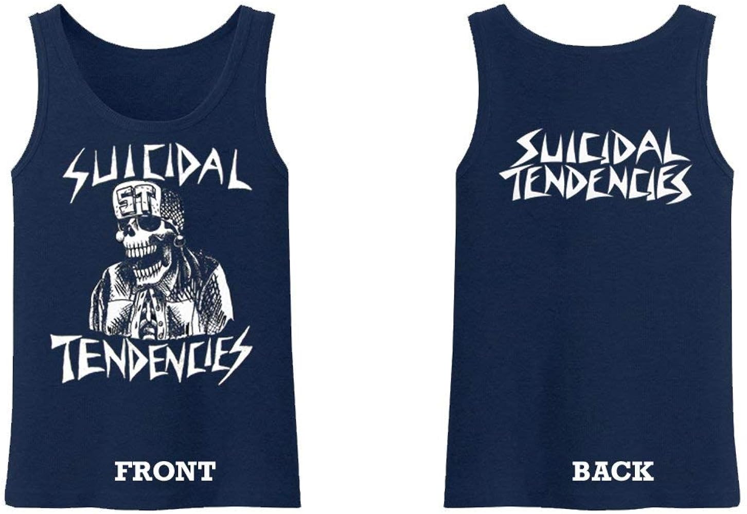 Suicidal Tendencies Official Flipskull Men Cotton Tank Navy Blue