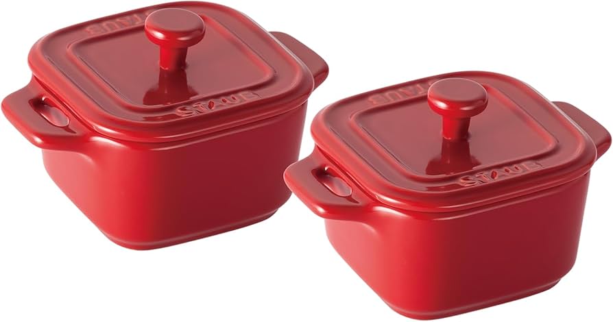 Amazon.co.jp: staub ストウブ 「 スクエア ココット ペア チェリー