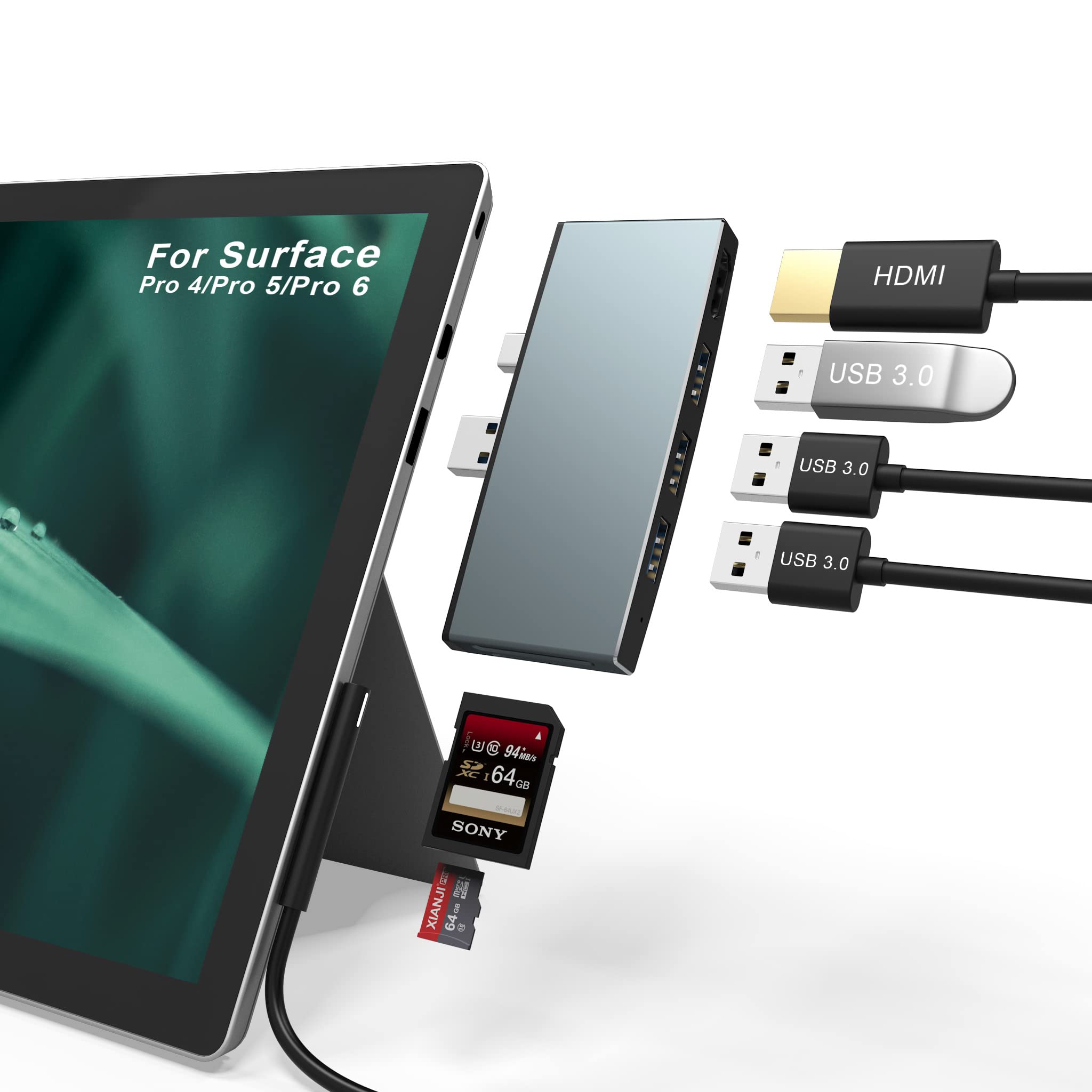 Amazon | Microsoft Surface Pro 6/Pro 5/Pro 4 専用 USB 3.0 ハブ 4K
