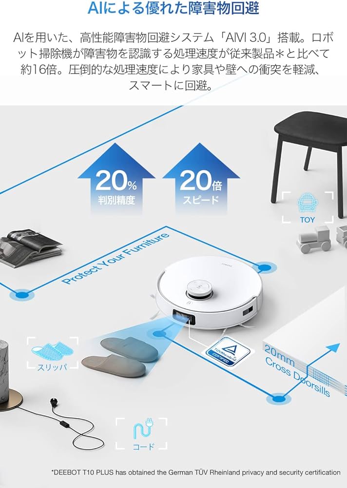 Amazon | 【芳香剤付き】 ECOVACS (エコバックス) T10 PLUS ロボット