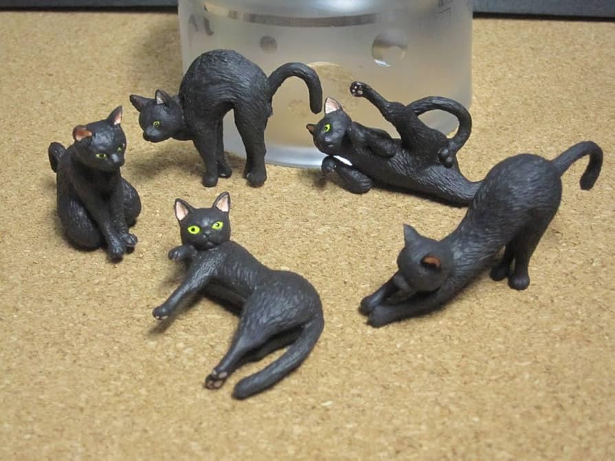 Amazon | 「ふちねこ 第1弾」の全5種セットひっかけ黒ネコフィギュア