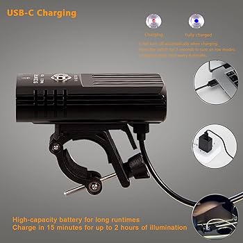 Amazon.com : Soonfire FD39 USB Rechargeable Bike Headlight,Two LED