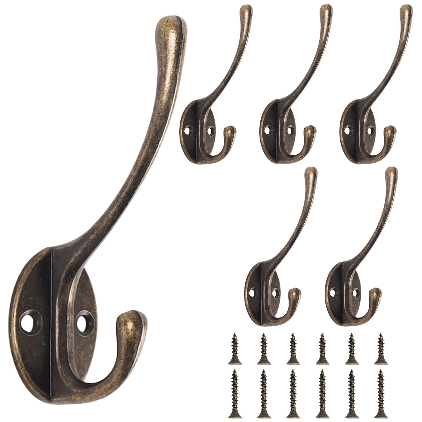 Amazon.co.jp: 6個壁掛け アンティーク調 フック、ステンレス帽子掛け