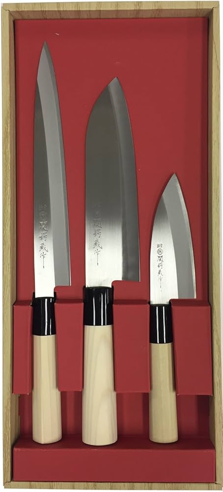 Amazon｜ヤクセル(Yaxell) 関鍔蔵作 包丁 3本セット 三徳包丁・刺身