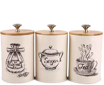 Amazon | Cwg 3個入り 紅茶 コーヒー 砂糖 保存 ボトル ジャー 鉄 砂糖