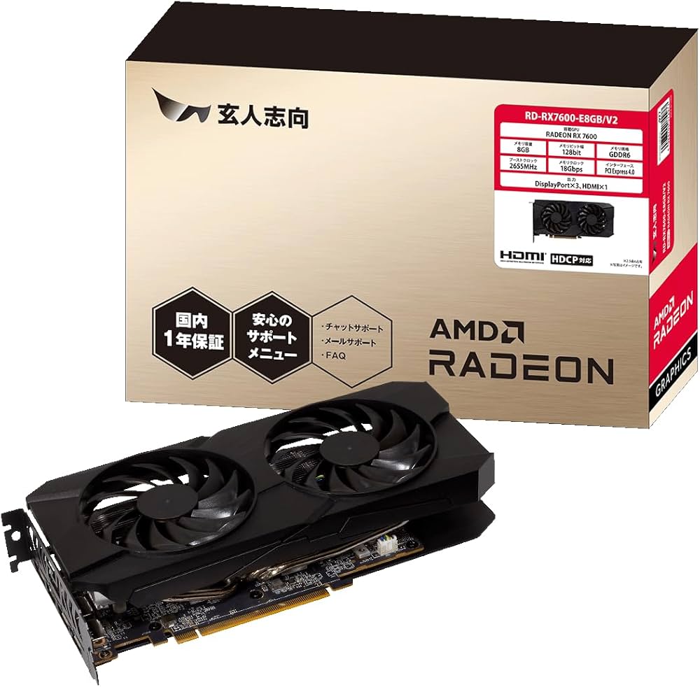 Amazon | 玄人志向 Radeon RX7600 搭載 グラフィックボード GDDR6 8GB