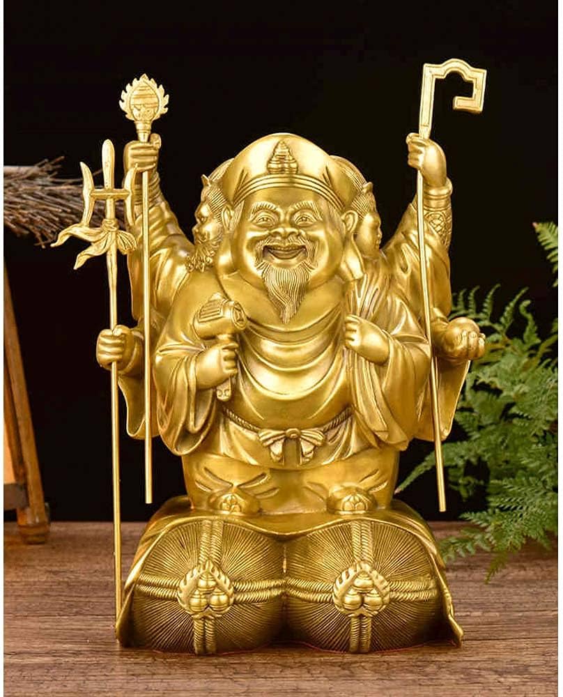 Amazon｜大黒天 三面大黒天 銅製 開運 商売繁盛 金運アップ 真鍮 仏像