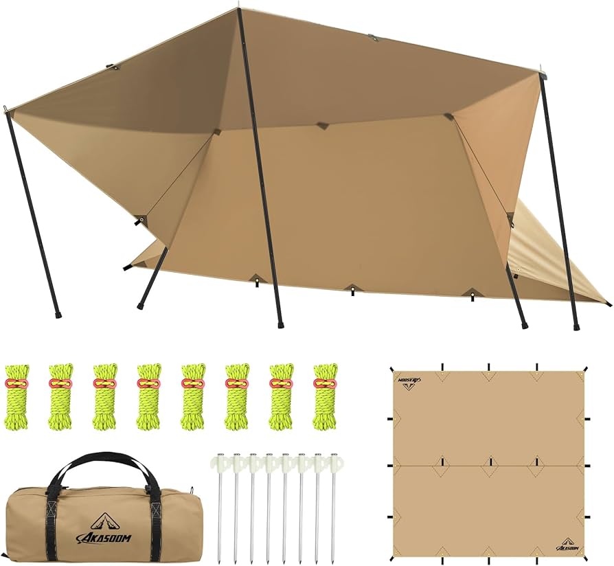 Amazon | AKASOOM タープ TCポリコットン 3mx3m 焚き火可 500mm耐水圧