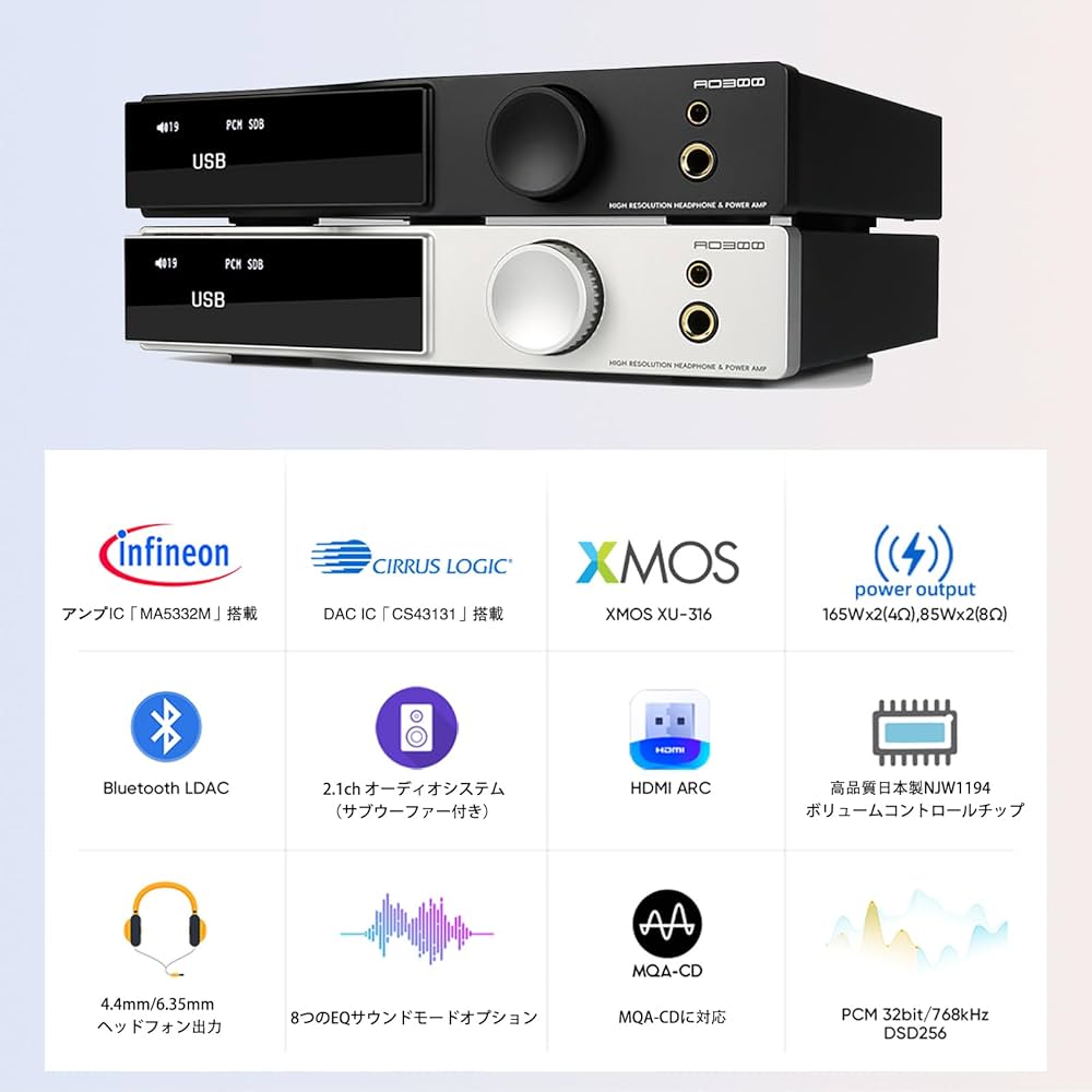 Amazon.co.jp: S.M.S.L AO300 165Wx2 パワー アンプ & MQA DAC