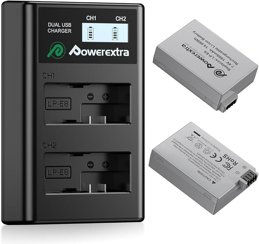 Amazon | Canon LP-E8 互換バッテリー2個+LCDデュアル充電器 大容量